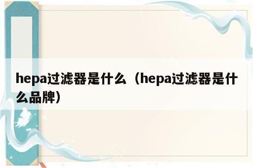 hepa过滤器是什么（hepa过滤器是什么品牌）