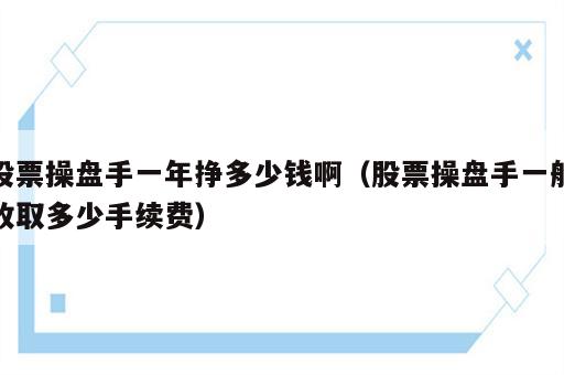 股票操盘手一年挣多少钱啊（股票操盘手一般收取多少手续费）