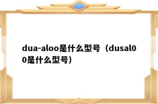 dua-aloo是什么型号（dusal00是什么型号）