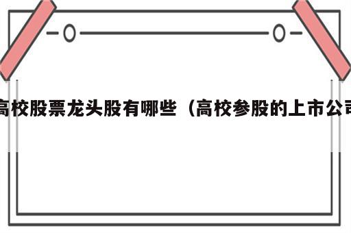 高校股票龙头股有哪些（高校参股的上市公司）