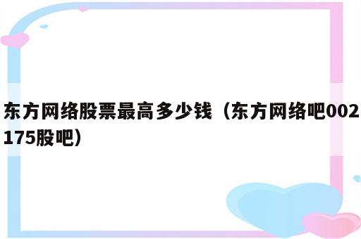 东方网络股票最高多少钱（东方网络吧002175股吧）