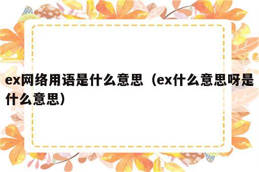 ex网络用语是什么意思（ex什么意思呀是什么意思）