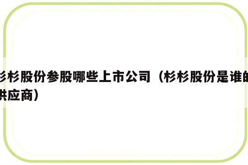 杉杉股份参股哪些上市公司（杉杉股份是谁的供应商）