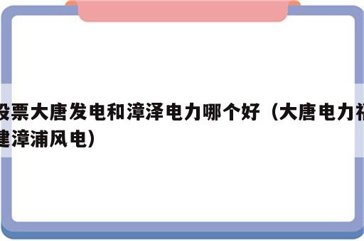 股票大唐发电和漳泽电力哪个好（大唐电力福建漳浦风电）