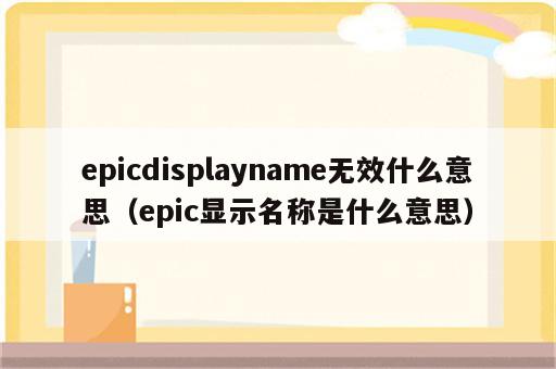 epicdisplayname无效什么意思（epic显示名称是什么意思）