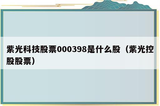 紫光科技股票000398是什么股（紫光控股股票）