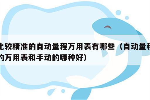 比较精准的自动量程万用表有哪些（自动量程的万用表和手动的哪种好）