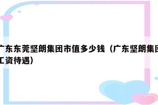 广东东莞坚朗集团市值多少钱（广东坚朗集团工资待遇）