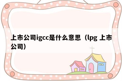 上市公司igcc是什么意思（lpg 上市公司）