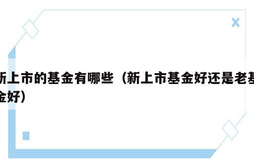 新上市的基金有哪些（新上市基金好还是老基金好）