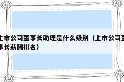 上市公司董事长助理是什么级别（上市公司董事长薪酬排名）