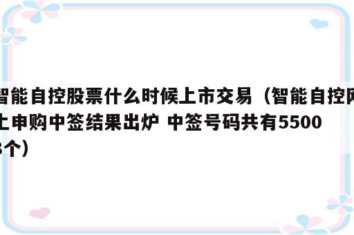 智能自控股票什么时候上市交易（智能自控网上申购中签结果出炉 中签号码共有55008个）