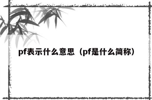 pf表示什么意思（pf是什么简称）