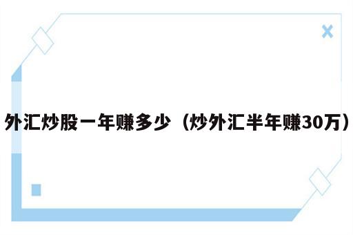 外汇炒股一年赚多少（炒外汇半年赚30万）