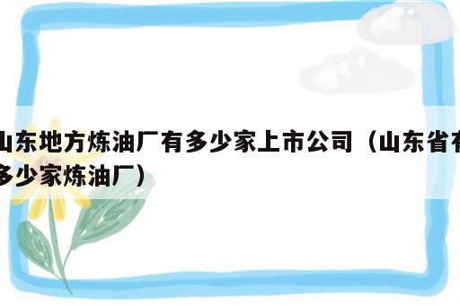 山东地方炼油厂有多少家上市公司（山东省有多少家炼油厂）