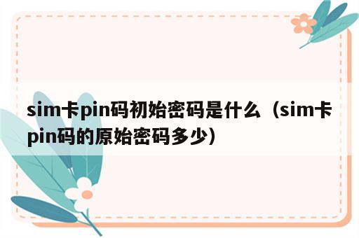 sim卡pin码初始密码是什么（sim卡pin码的原始密码多少）