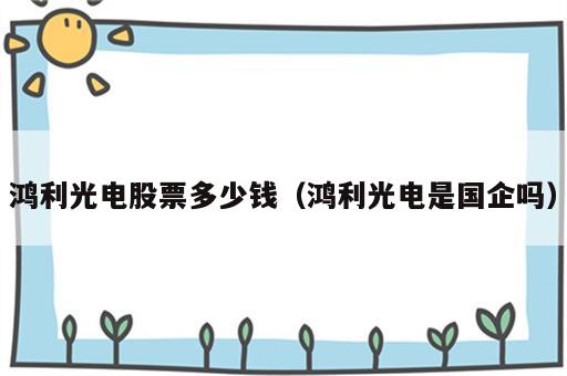 鸿利光电股票多少钱（鸿利光电是国企吗）