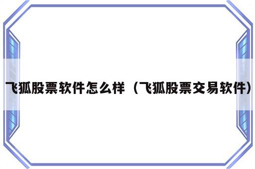 飞狐股票软件怎么样（飞狐股票交易软件）