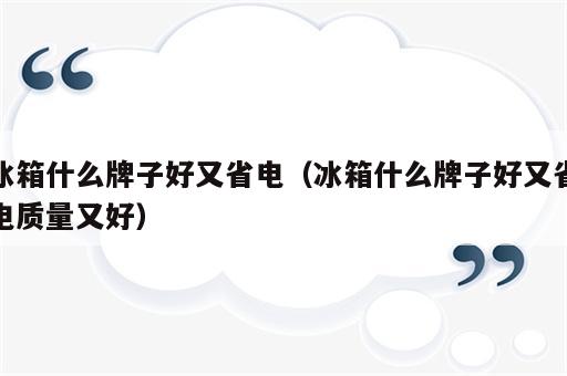 冰箱什么牌子好又省电（冰箱什么牌子好又省电质量又好）