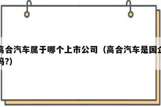 高合汽车属于哪个上市公司（高合汽车是国企吗?）