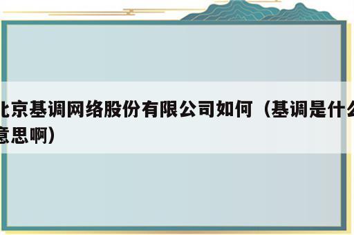 北京基调网络股份有限公司如何（基调是什么意思啊）