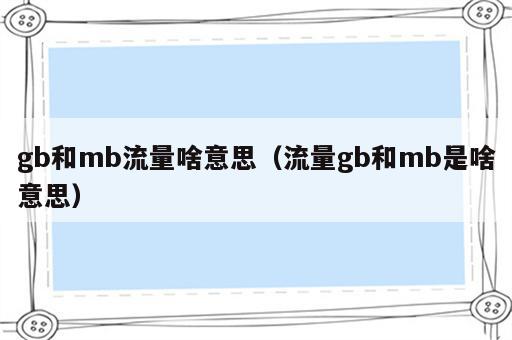 gb和mb流量啥意思（流量gb和mb是啥意思）