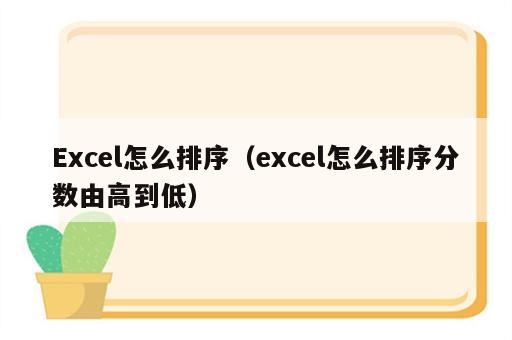 Excel怎么排序（excel怎么排序分数由高到低）