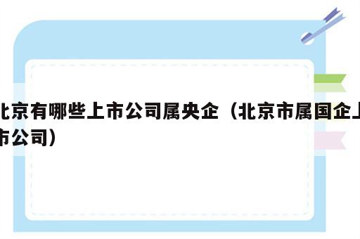 北京有哪些上市公司属央企（北京市属国企上市公司）