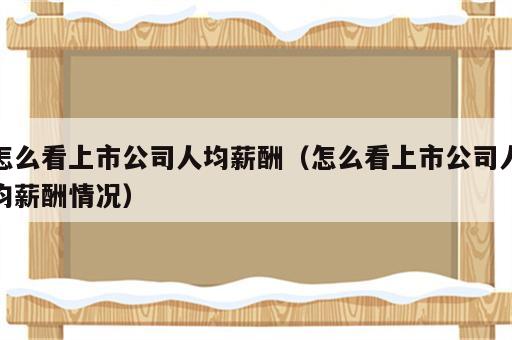 怎么看上市公司人均薪酬（怎么看上市公司人均薪酬情况）