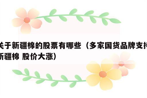 关于新疆棉的股票有哪些（多家国货品牌支持新疆棉 股价大涨）