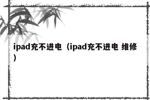 ipad充不进电（ipad充不进电 维修）