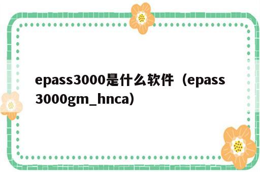 epass3000是什么软件（epass3000gm_hnca）