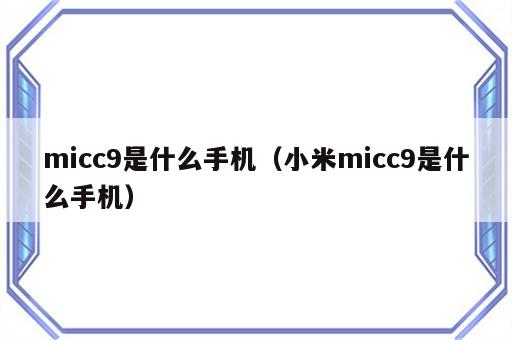 micc9是什么手机（小米micc9是什么手机）