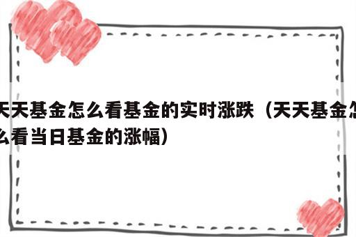 天天基金怎么看基金的实时涨跌（天天基金怎么看当日基金的涨幅）