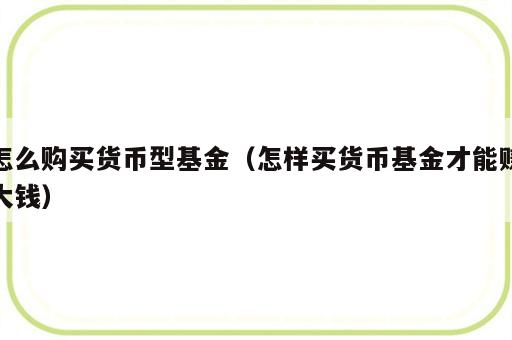 怎么购买货币型基金（怎样买货币基金才能赚大钱）