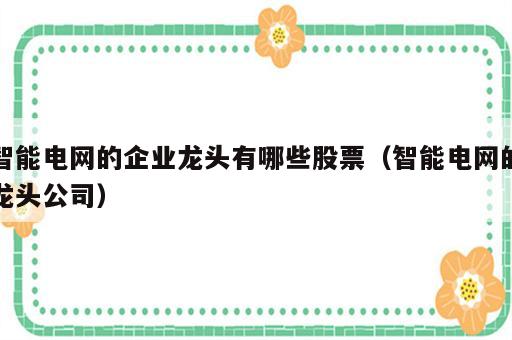 智能电网的企业龙头有哪些股票（智能电网的龙头公司）