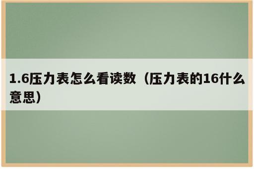 1.6压力表怎么看读数（压力表的16什么意思）